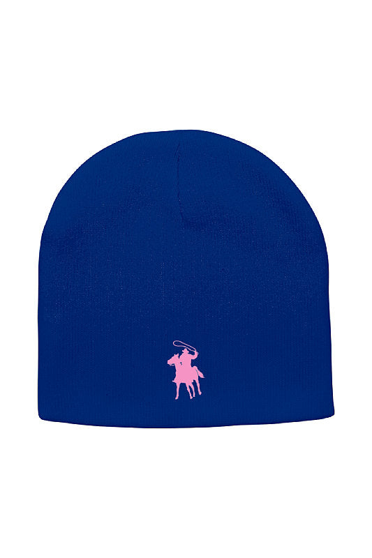 Country Polo Classic Beanie (Royal with Pink Logo)