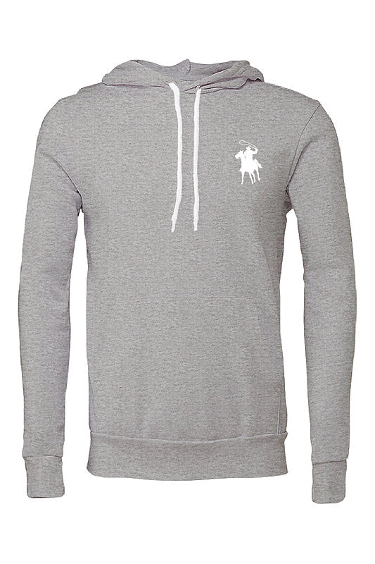 Country Polo Hoodie - White Horse Logo (Athletic Heather)
