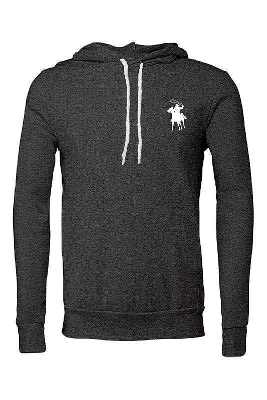 Country Polo Hoodie - White Horse Logo (Dark Gray Heather)