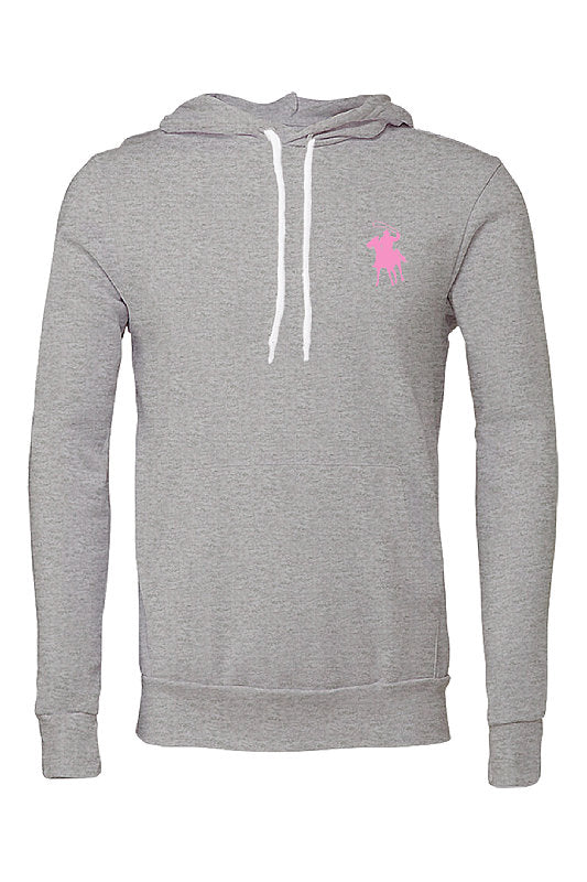 Country Polo Hoodie - Pink Logo Horse (Athletic Heather)