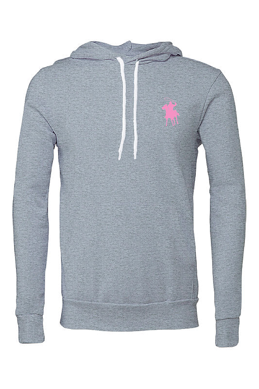 Country Polo Hoodie - Pink Logo Horse (Heather Slate)