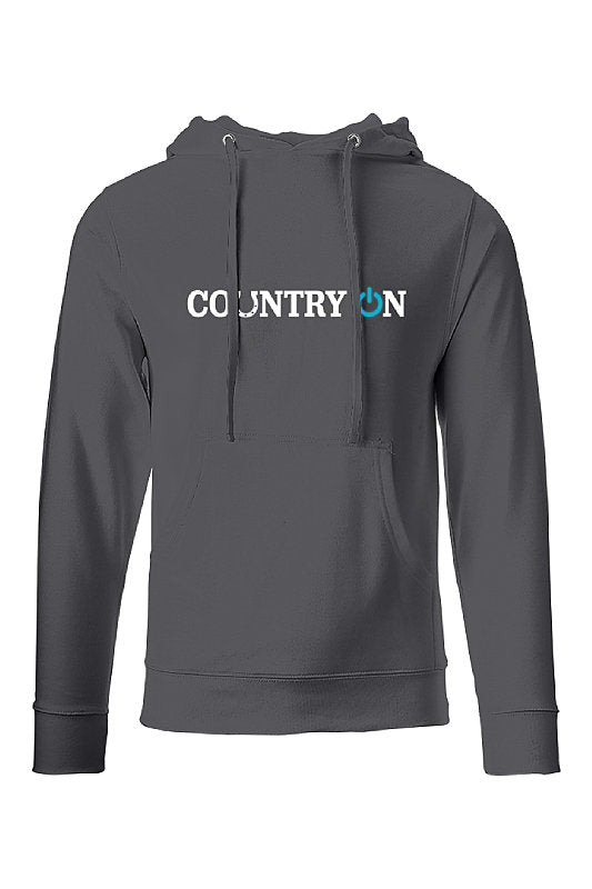 Country Lifestyle ON - Hoodie - White & Blue Logo on Charcoal