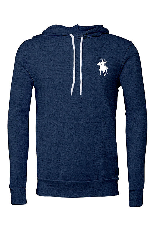 Country Polo Hoodie - White Horse Logo (Heather Navy)