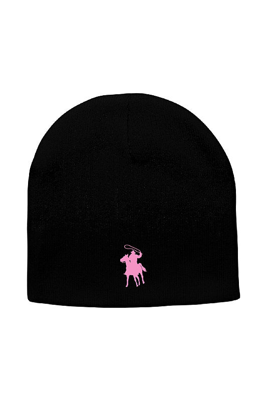 Country Polo Classic Beanie (Black with Pink Logo)