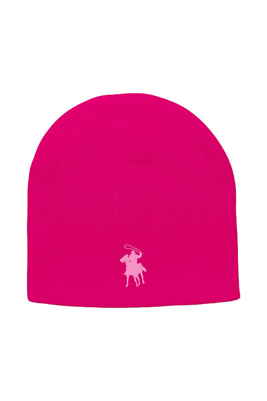 Country Polo Classic Beanie (Neon Fuchsia with Pink Logo)