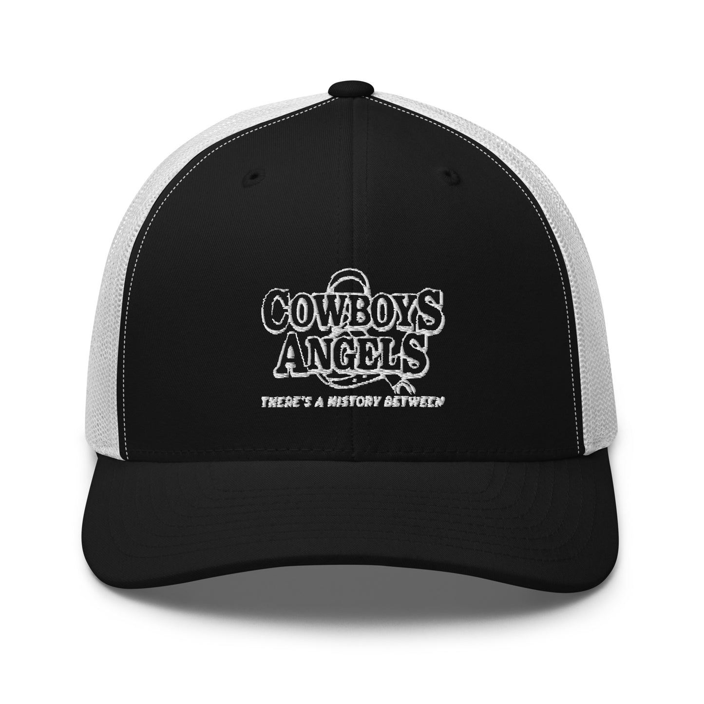 History Between Trucker Cap (Black Hat with White Mesh)