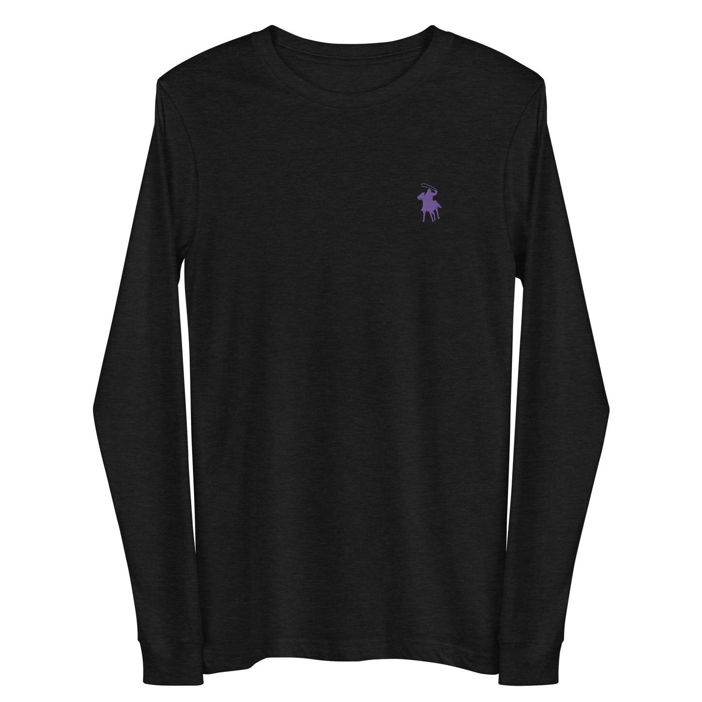 Country Polo Long Sleeve (Purple Logo on Black Heather)