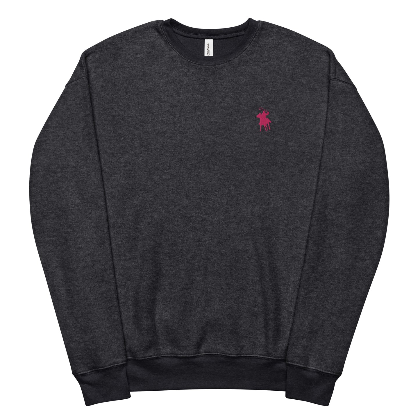 Country Polo Fleece Sweatshirt (Pink Logo on Black Heather)
