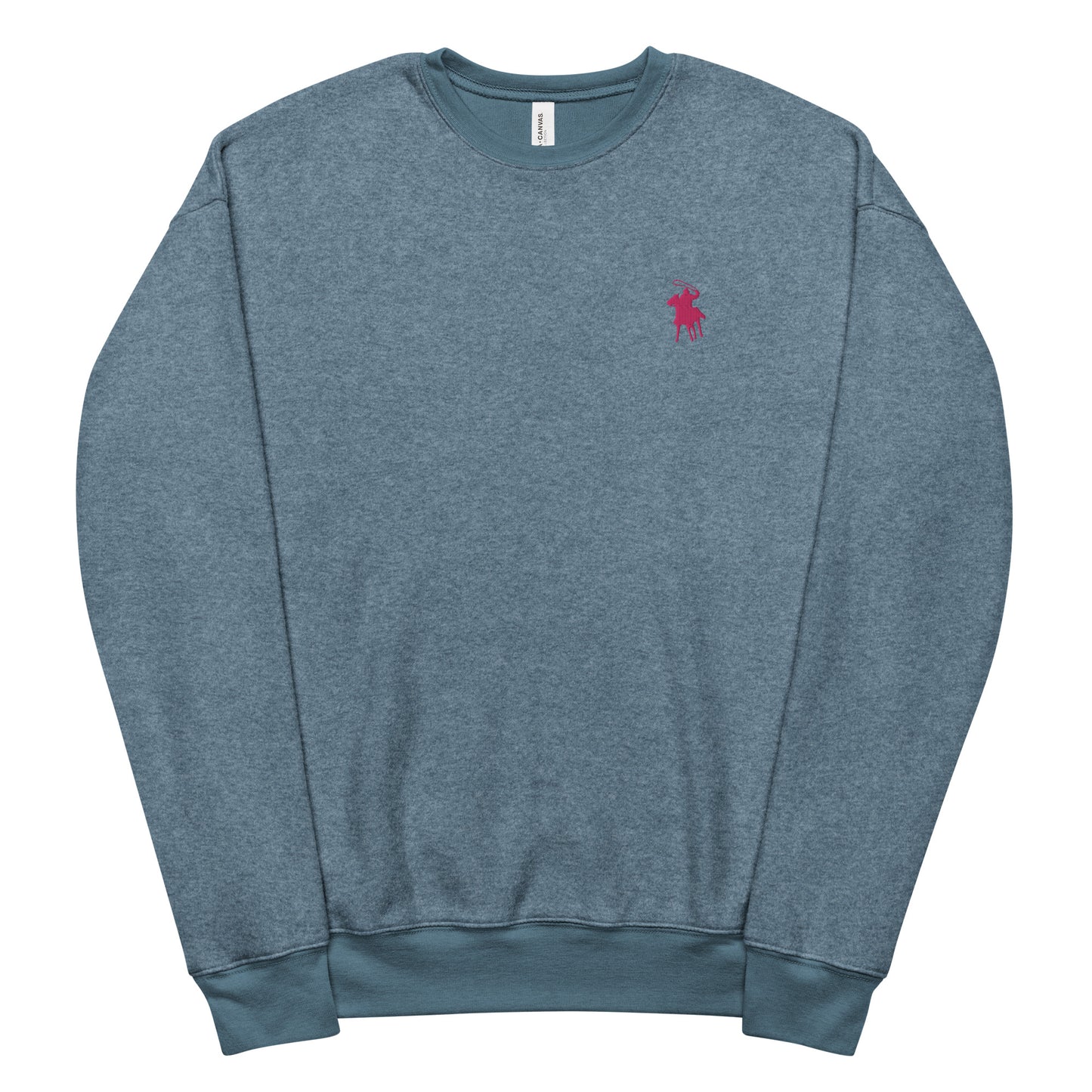 Country Polo Fleece Sweatshirt (Pink Logo on Heather Slate)