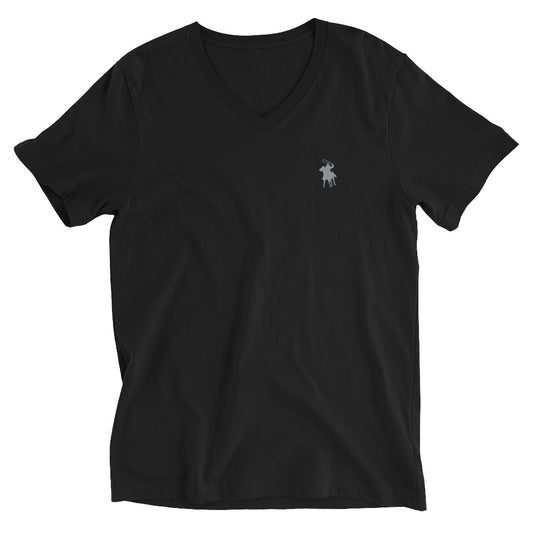 Country Polo V-Neck Tee (Silver Logo on Black T-Shirt)