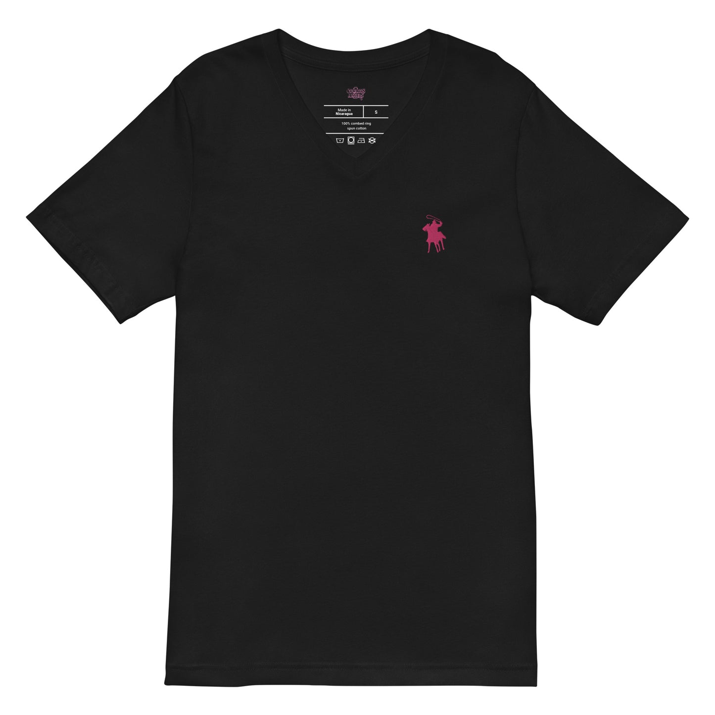 Country Polo V-Neck T-Shirt (Pink logo on Black T-Shirt)