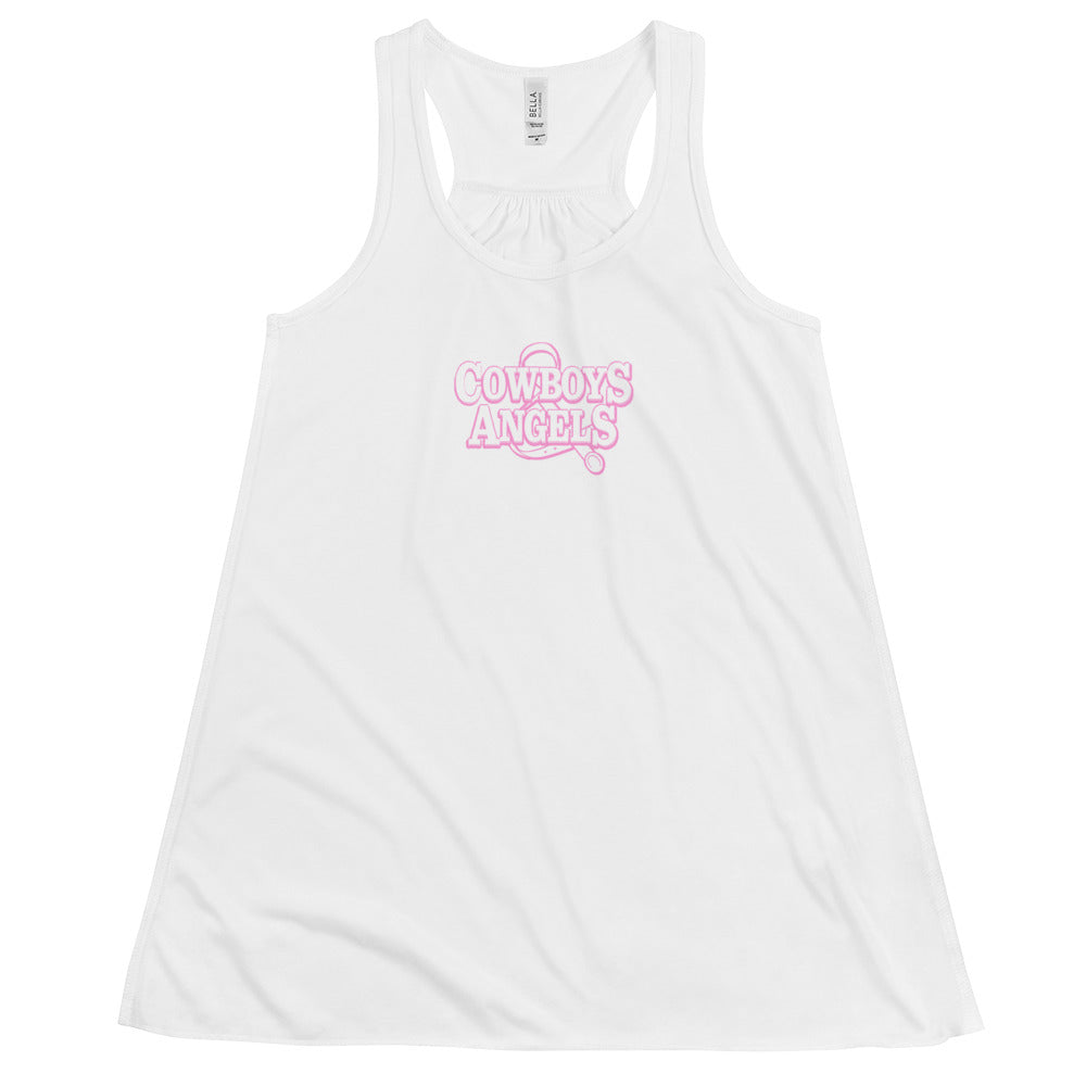 Country and Western Tank Top White and Pink