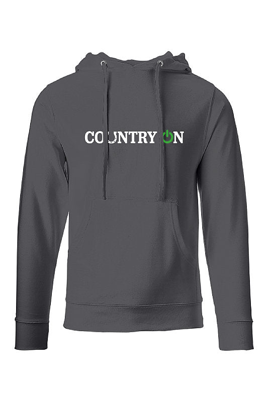 Country Lifestyle ON - Hoodie - White & Green Logo on Charcoal