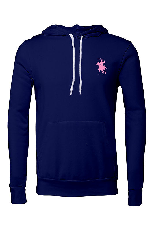 Country Polo Hoodie - Pink Logo Horse (Navy)