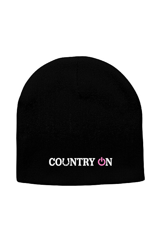 Country Lifestyle ON Classic Beanie - Pink Logo on Black