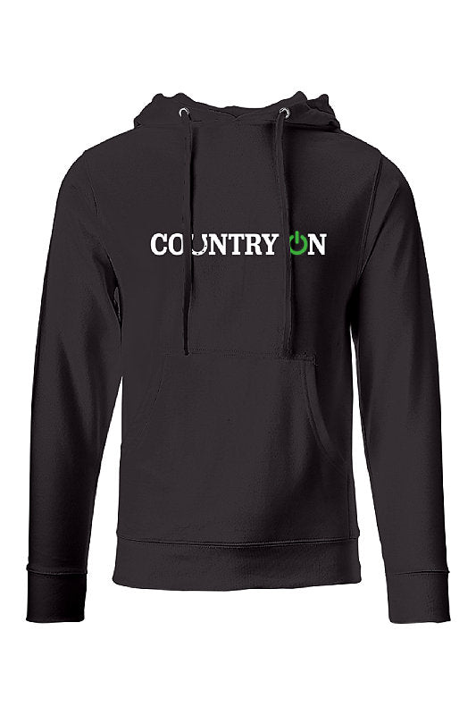 Country Lifestyle ON - Hoodie - White & Green Logo on Black