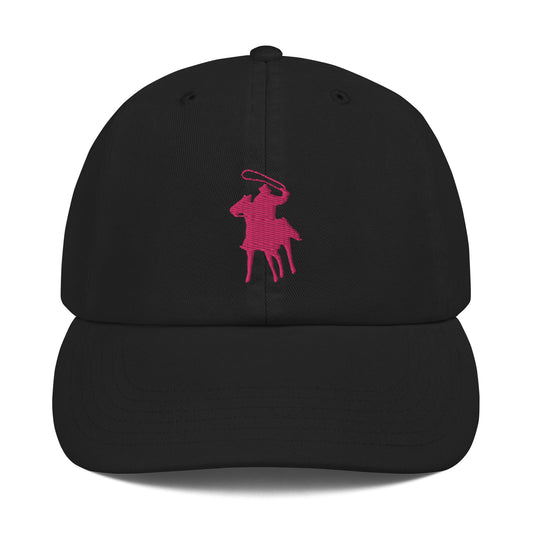 Country Polo Champion Ball Cap (Black with Pink Logo)