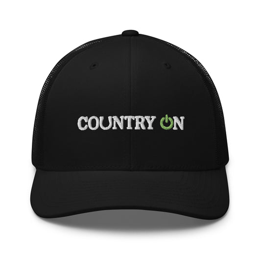 Country Lifestyle ON Trucker Cap (Green Logo on Black Hat)