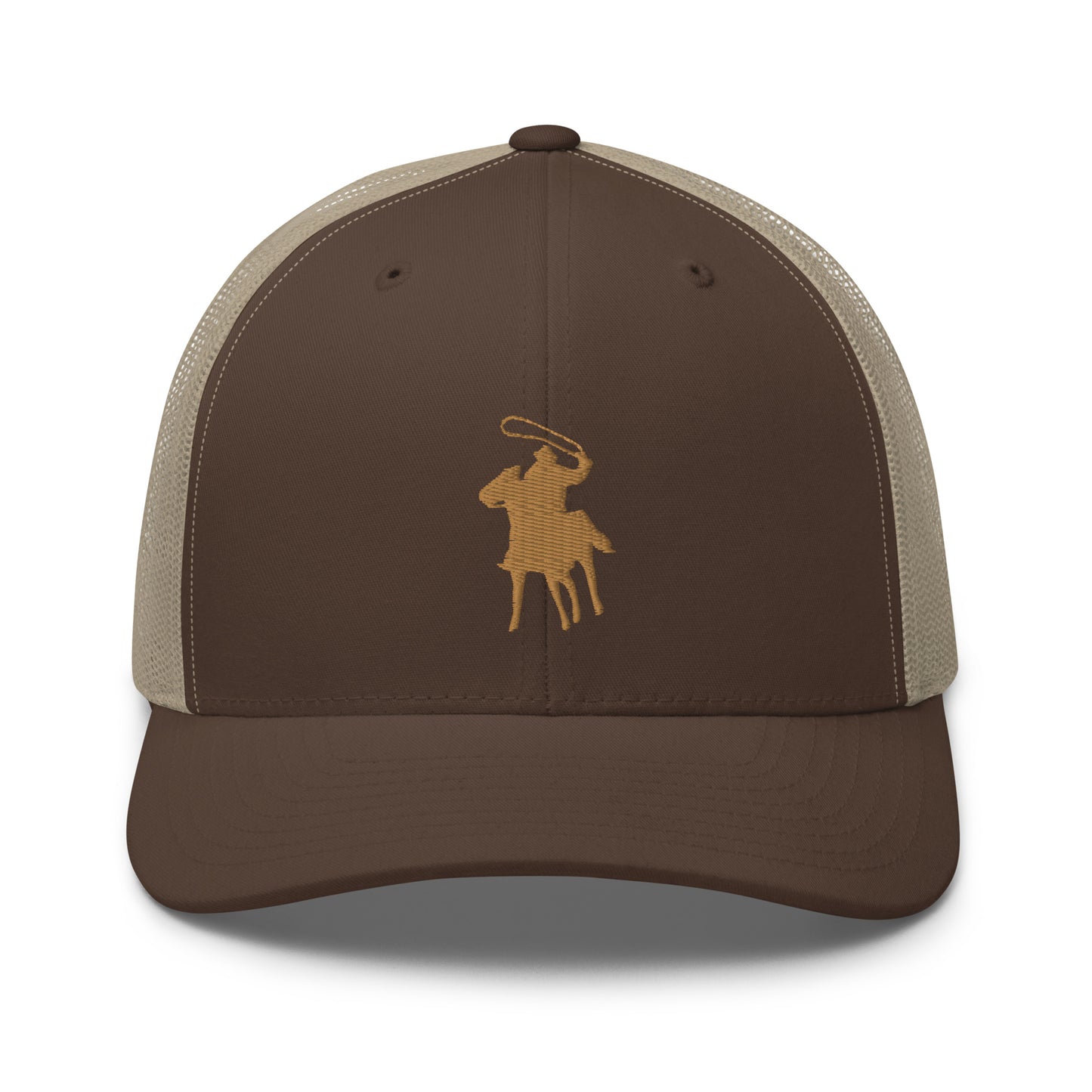 Country Polo Trucker Cap (Light Brown Logo on Brown Hat) 