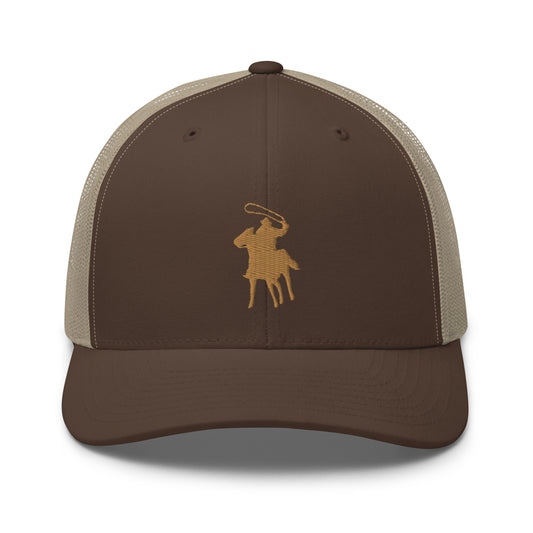 Country Polo Trucker Cap (Light Brown Logo on Brown Hat) 