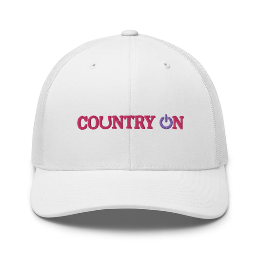 Country Lifestyle ON Pink Trucker Cap (White hat/Pink Logo)