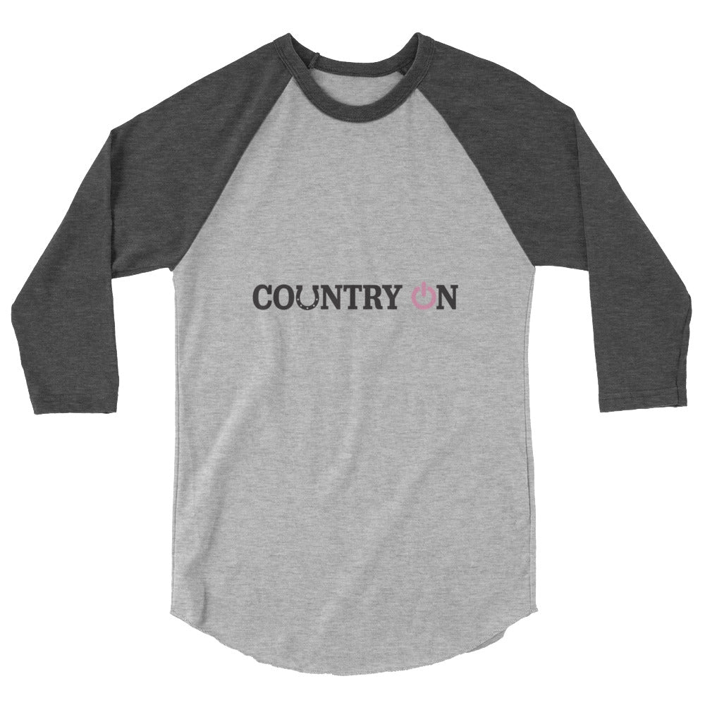 Country Lifestyle ON 3/4 Sleeve Raglan shirt Pink Logo on Gray