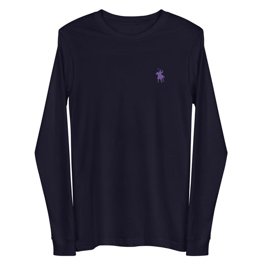 Country Polo Long Sleeve (Purple Logo on Navy)