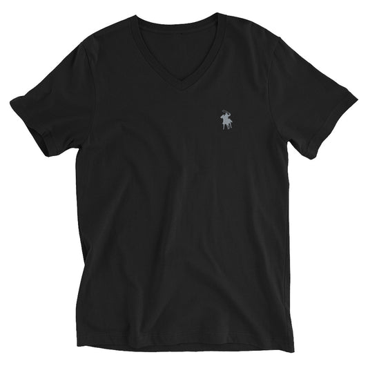 Country Polo V-Neck Tee (Silver Logo on Black T-Shirt) 